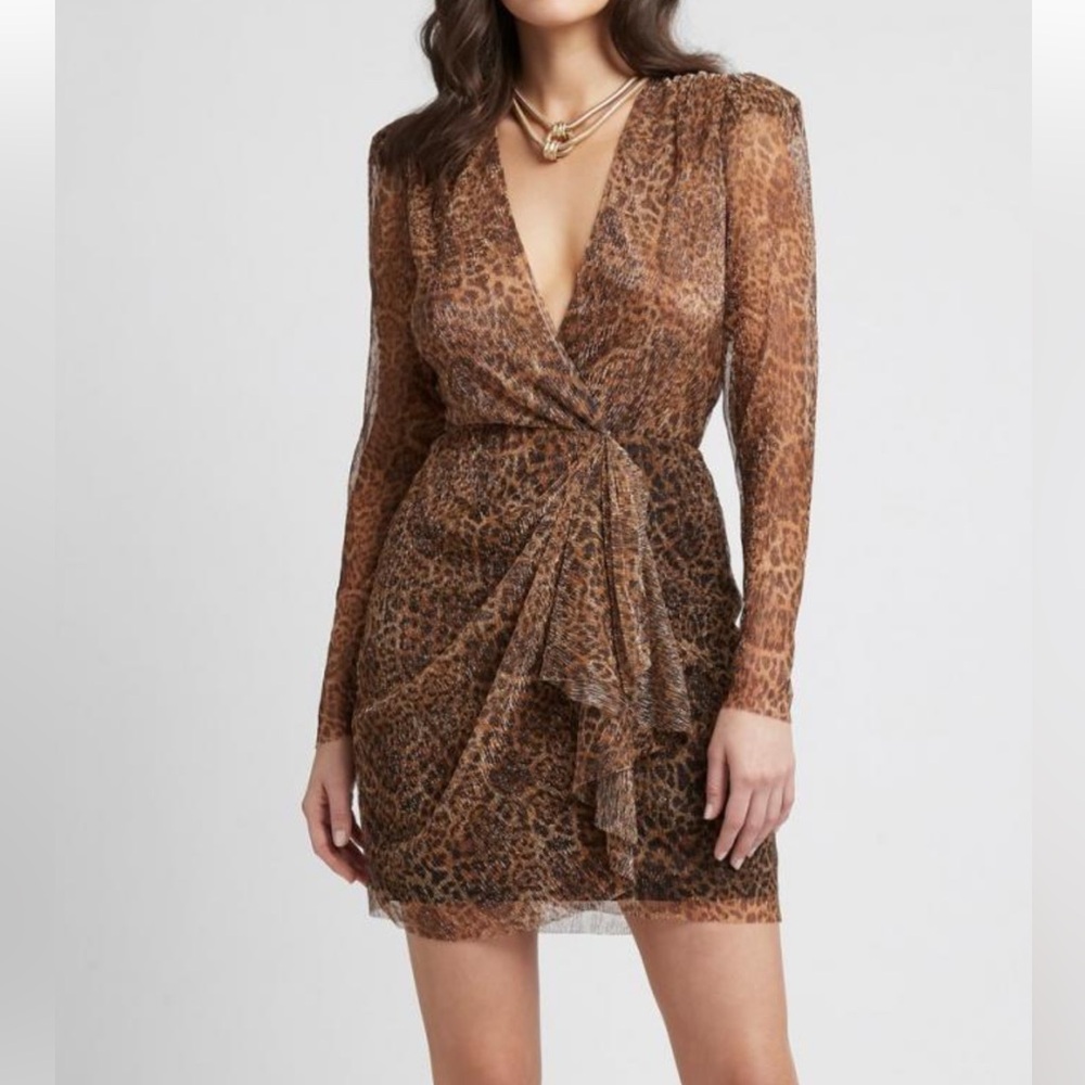 New with tags leopard and gold wrap sheike dress